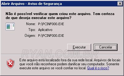 Não é possível verificar quem criou este arquivo. Tem certeza de que deseja executar este arquivo?